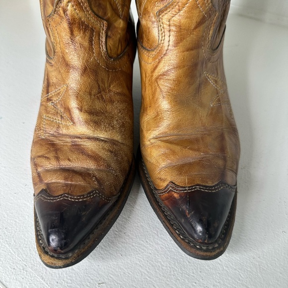 Vintage Texas Country Western Boots | Two-Tone Brown Leather | Women’s Size 6 - Picture 4 of 11